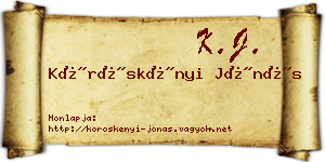 Köröskényi Jónás névjegykártya